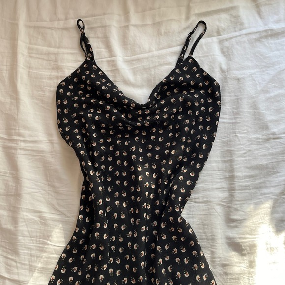 Black floral slip midi cowl neck dress - Picture 3 of 4